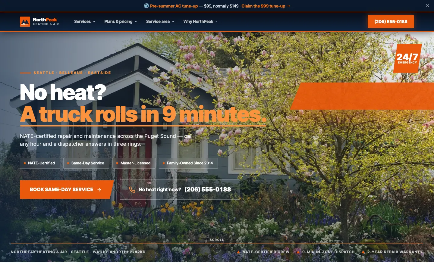 NorthPeak Heating & Air website